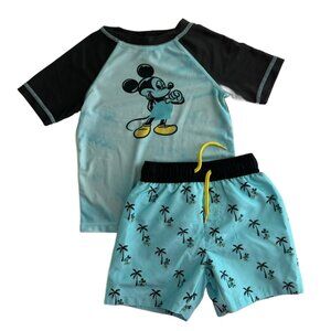 Disney Junior Mickey Boys' Swimsuit Trunk & Rashguard Set | Size 3T